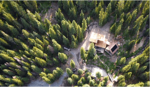 Leadership retreat participants gathering outdoors at Hayden Backcountry Lodge in Colorado's San Juan Mountains.